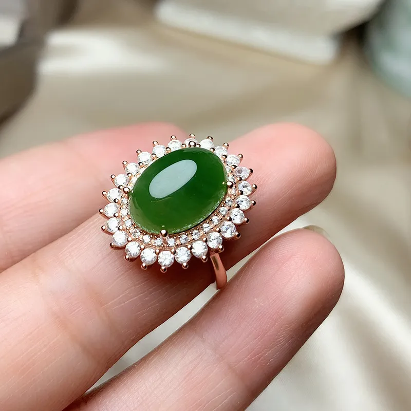 Retro neue Damen Vintage Diamant Jasper Ring