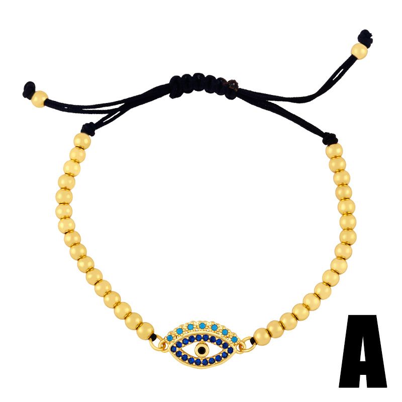 Braided Gold Bronze Bead Adjustable Pull Armband
