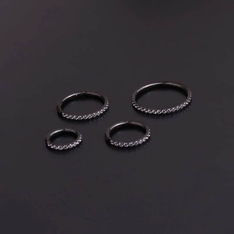 Reiner Edelstahl Split Ring Round Set Zircon Ohrringe