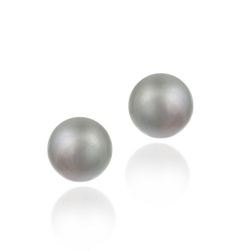 18 Karat Gold über Sterling Silber Frischwasser Kultur 9 - 9,5 mm Grau Pearl Stud Ohrringe
