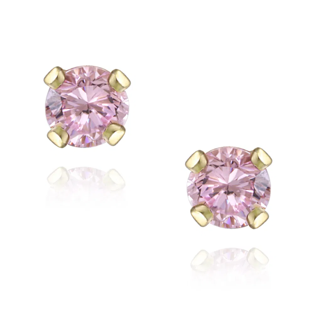 18 Karat Gold über Sterling Silber 1 / 2ct Licht rosa CZ Stud Ohrringe, 4 mm