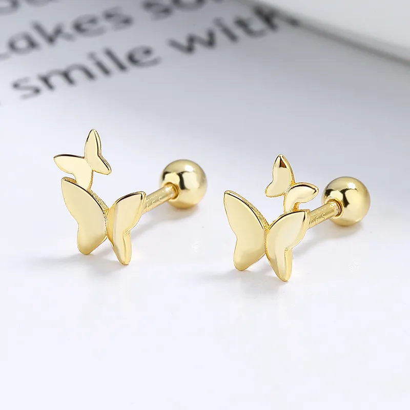 925 Sterling Silber Schmetterlings Thread Stud Ohrringe für Frauen