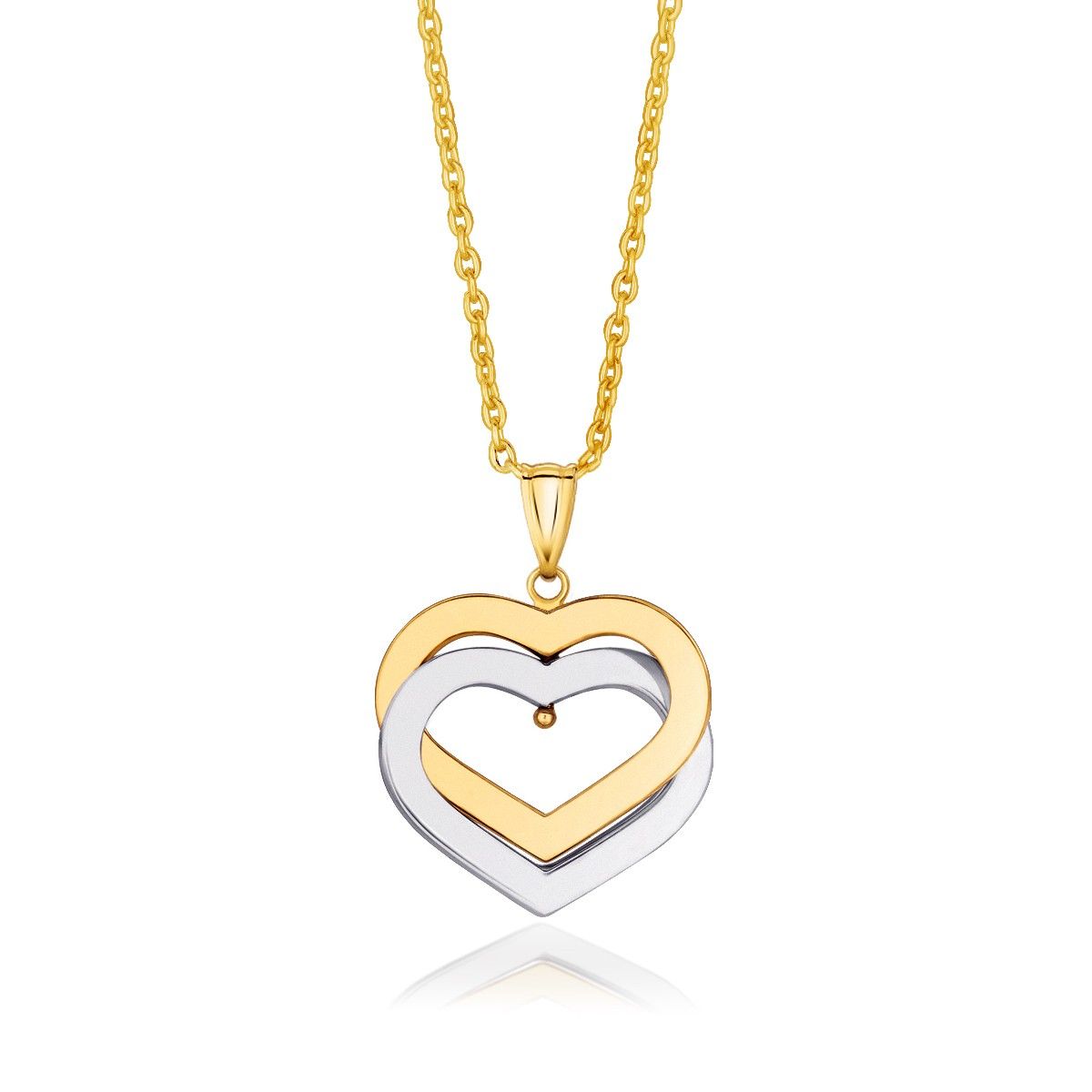 14 Karat Zwei-Tone Gold Verflechtene Herzen Anhänger