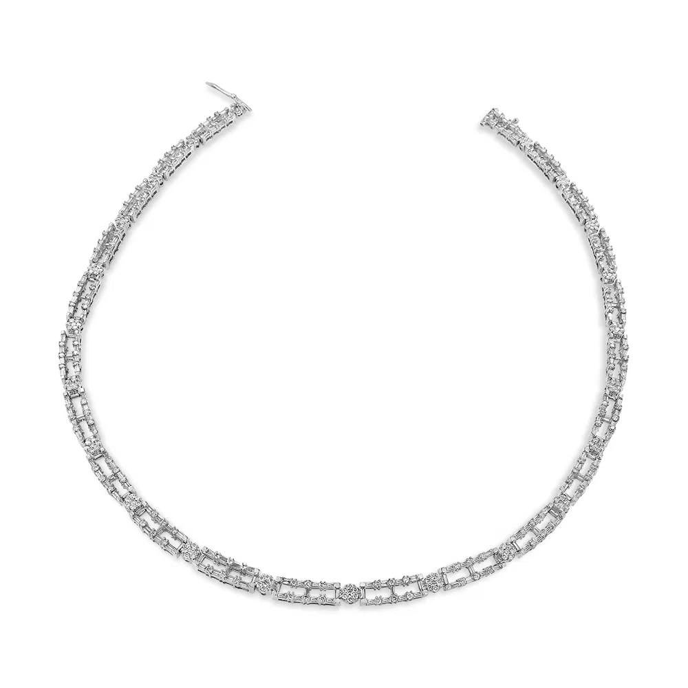 AGS zertifiziertes 14 Karat Weißgold 8 1⁄2 Cttw Diamant Wechselbar und Blumencluster Link 18