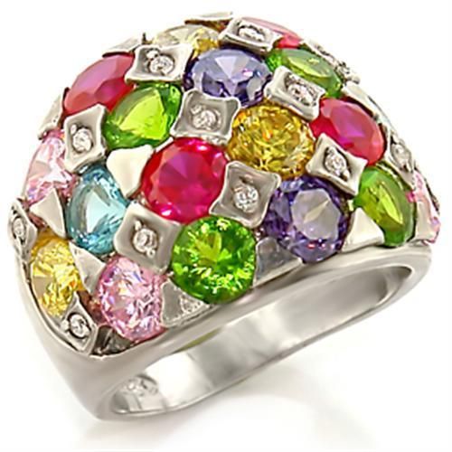 7X150 - Rhodium-Messing - Ring mit AAA-Klasse CZ in mehreren Farben