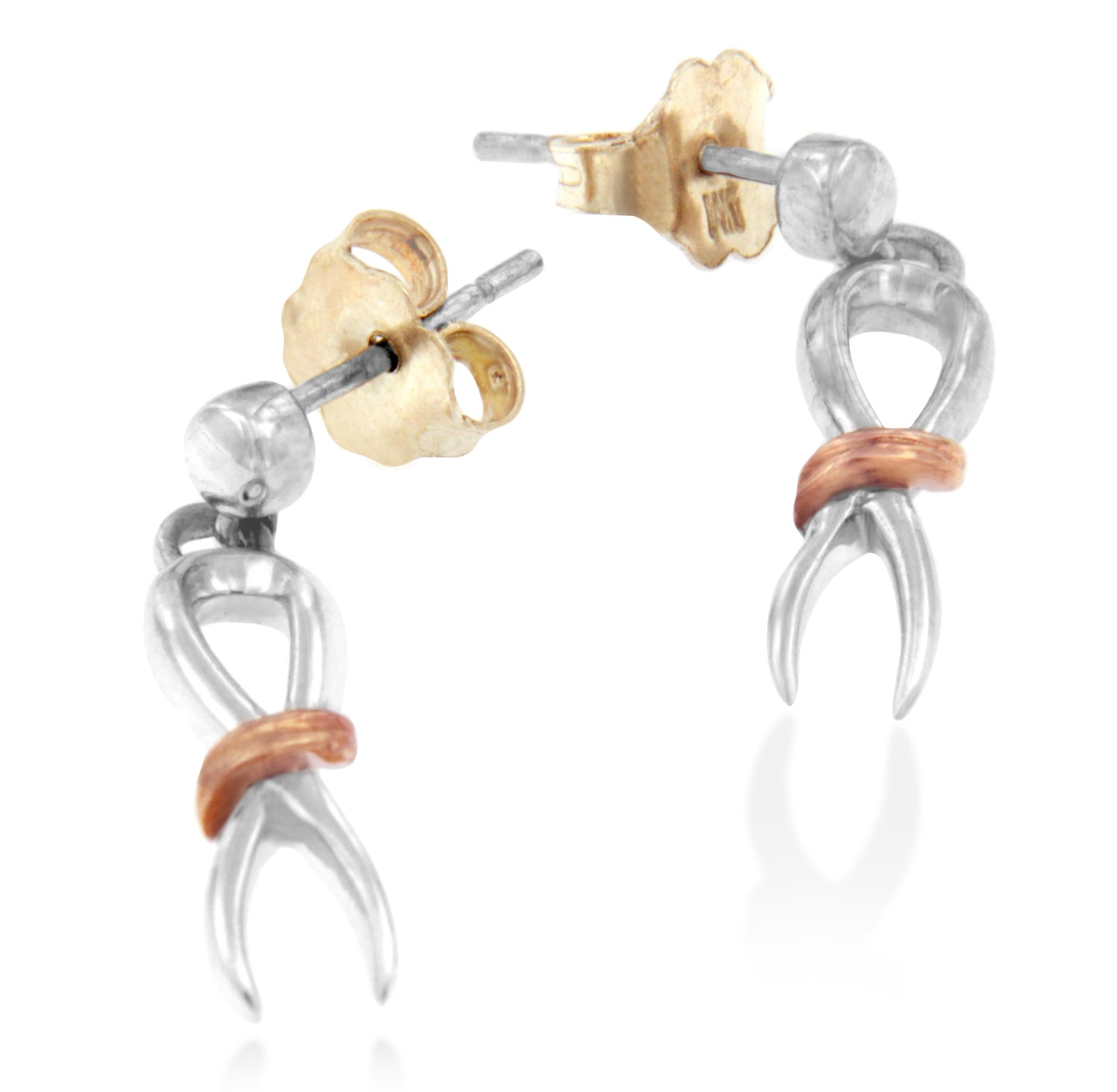 Zwei-Ton Sterling Silber Bewusstsein Band Dangle Ohrringe