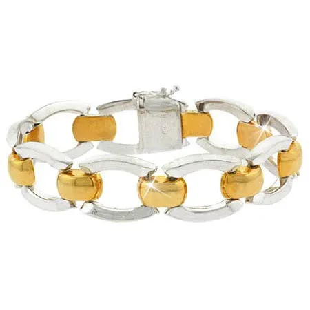 Sterling Silber Zwei Tone Dicke Link Armband