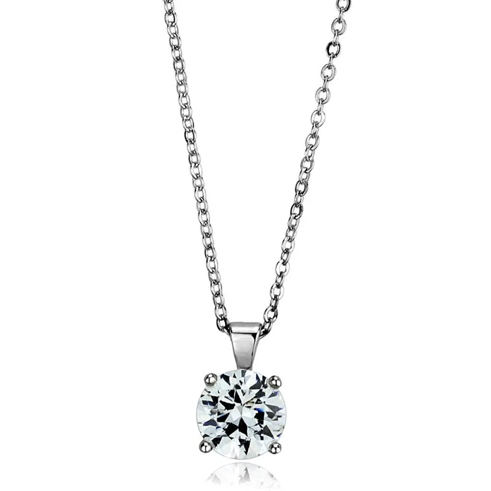 LO3932 - Rhodium-Brass - Kettenhänger mit AAA-Klasse CZ in Clear