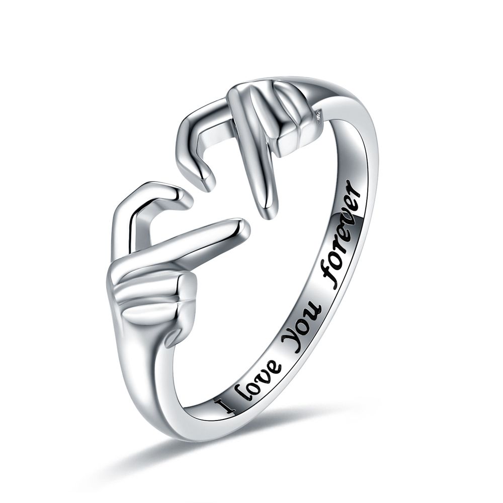 Silberner Herzring für Frauen verstellbar 18K Gold plattiert Versprechen Liebe Herz Schmuck für Frauen Teenager Mädchen Weihnachtsfeier Geburtstagsgeschenk Valentinstag Dekoration Geschenke
