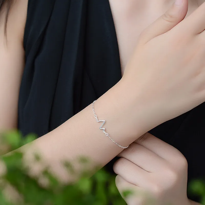 Kupfer Silber Plated Schmuck einfache EKG Blitz Armband