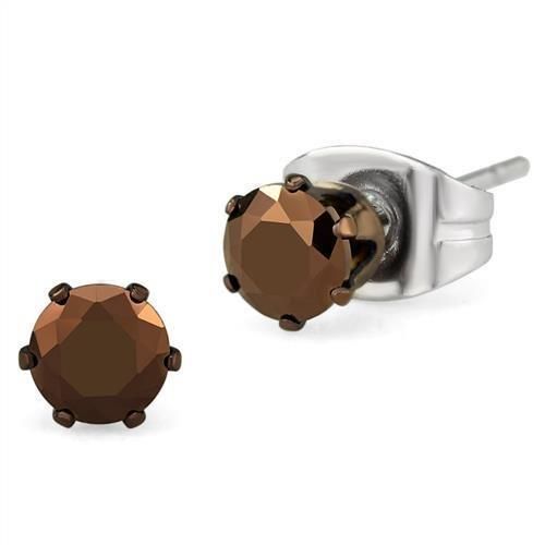 TK2585 - Zwei Tone IP Light Brown (IP Light Coffee) Edelstahl Ohrringe mit AAA-Klasse CZ in Light Coffee