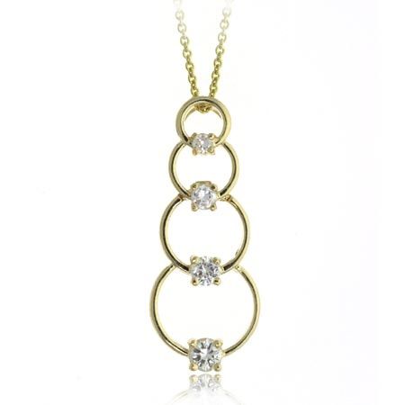 18 Karat Gold über Sterling Silber CZ Circle Journey Kette
