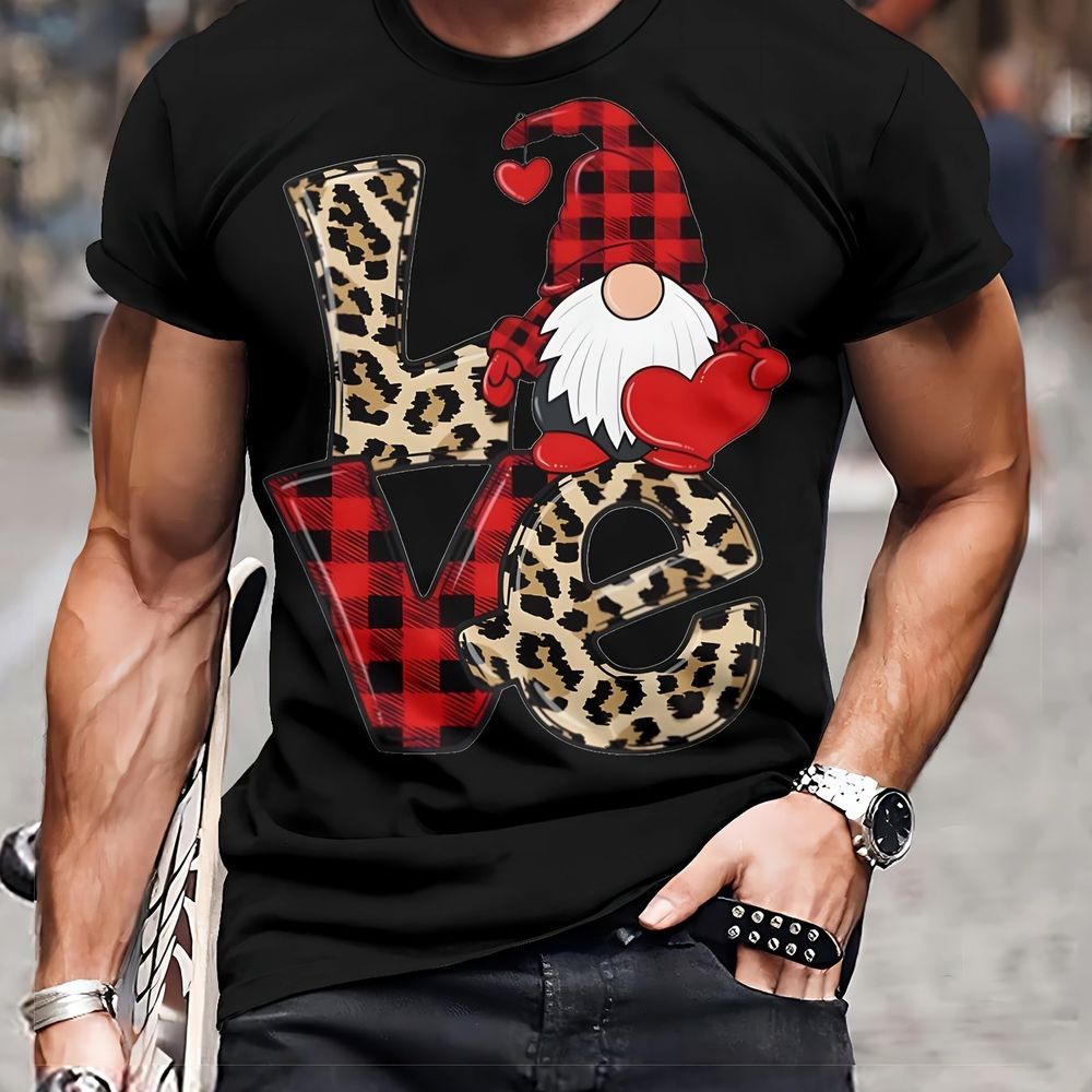 Männer 3D Mode T-Shirt, Casual Round Hals, Polyester, gedruckte Muster, Regelmäßiges Muster, gestricktes Gewebe, Neuheit Kleidung
