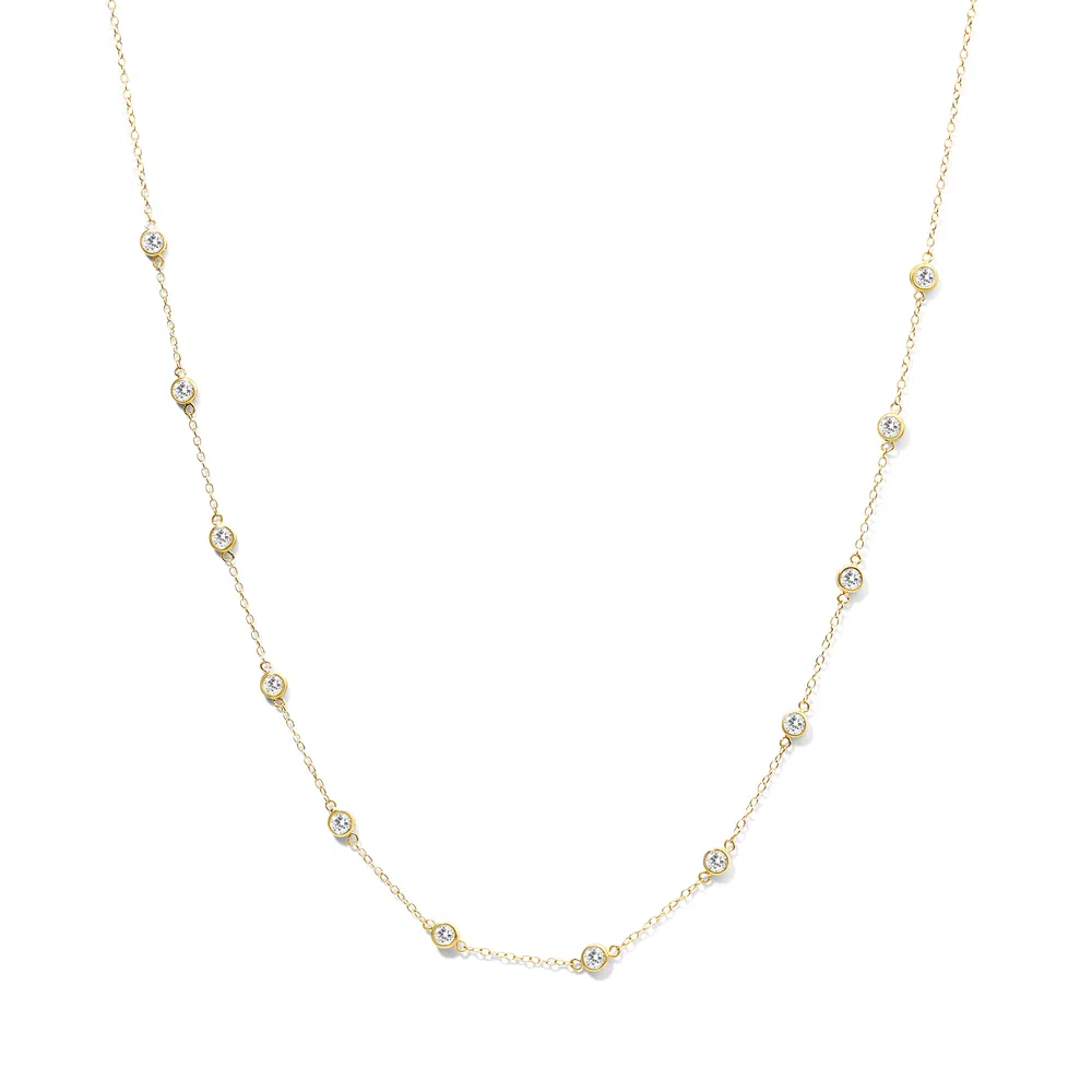 14 Karat Gold 1 Karat TDW Diamant Station Halskette (H-I, SI2 - I1)