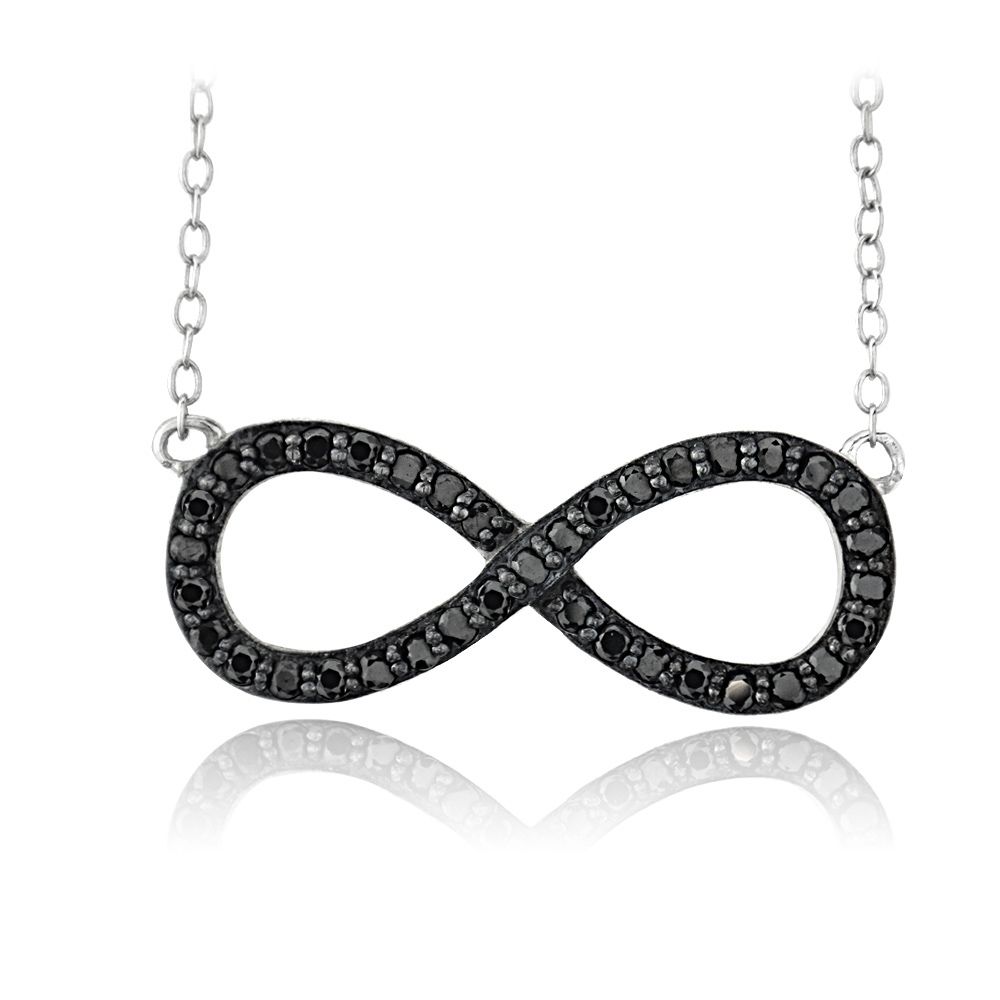Sterling Silber Schwarz CZ Infinity Halskette