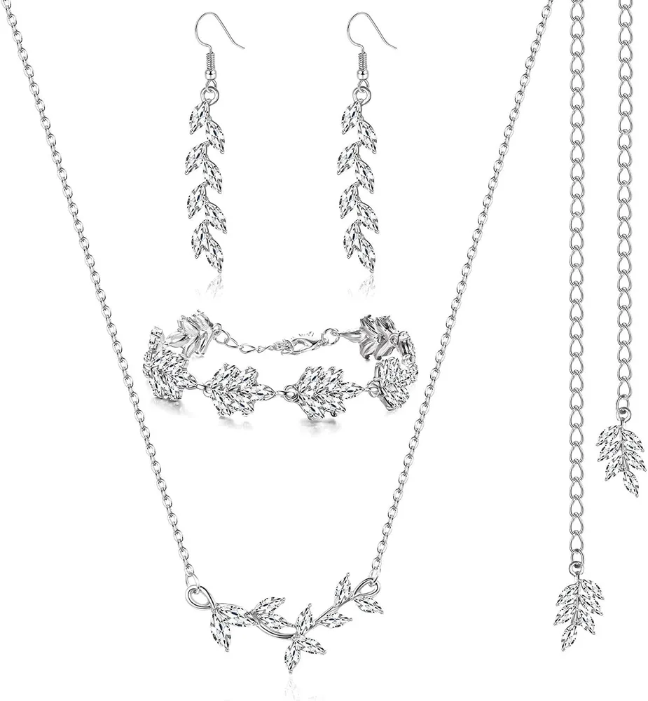 Hochzeit Brautset für Frauen Kristall Rhinestone Hintergrund Halskette Dangle Ohrringe Armband Set Kostüm für Frauen Brautjungfer Geschenk