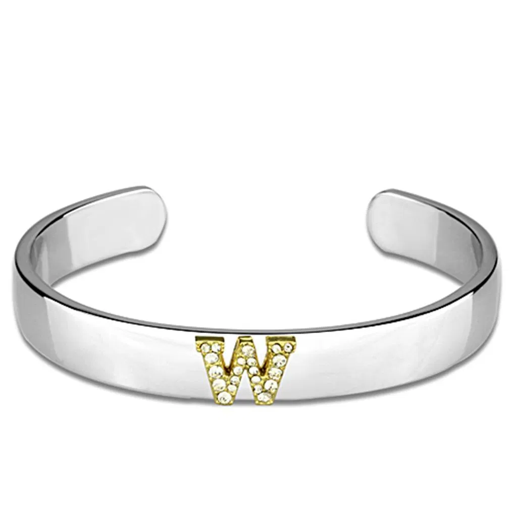 LO3633 - Umkehr Zwei-Ton - Weißmetall Armband mit Top-Grade - Kristall in Clear