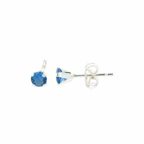 Sterling Silber 4mm rund Tanzanit CZ Stud Ohrringe