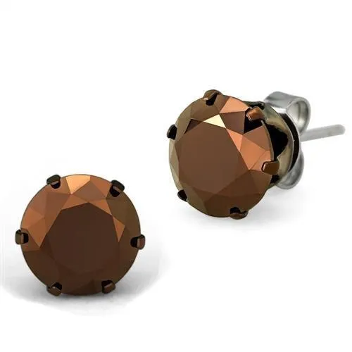 TK2589 - Zwei Tone IP Light Brown (IP Light Coffee) Edelstahl Ohrringe mit AAA-Klasse CZ in Light Coffee