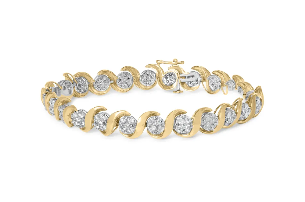 10 Karat Gelbgold 4,00 Cttw Round-Cut Diamond Floral Link 7,5