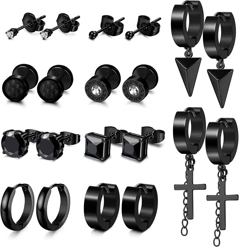 Stud Ohrringe für Männer Edelstahl-Stap Ohrringe Set Mens Ohrringe Piercing Hoop Schmuck
