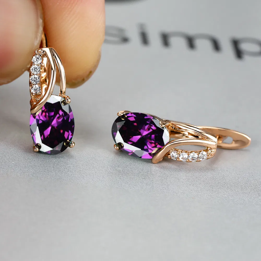 Einfache Mode Oval Cut Marmor Marmor Zirkon Ohrringe Vintage Zirkon Ohrringe Brautjungfer Hochzeit Schmuck Geschenk