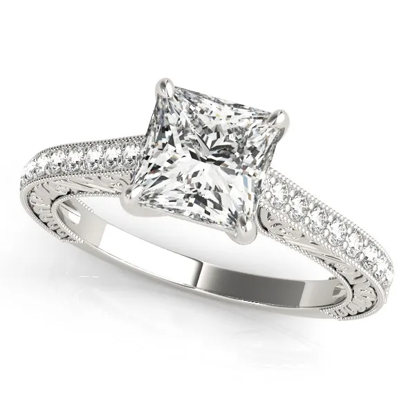 14 Karat Weißgold Princess Cut Diamond Engagement Ring (1 1/4 cttw)