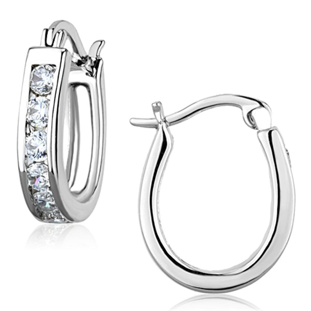 3W627 - Rhodium-Messing - Ohrringe mit AAA-Klasse CZ in Clear