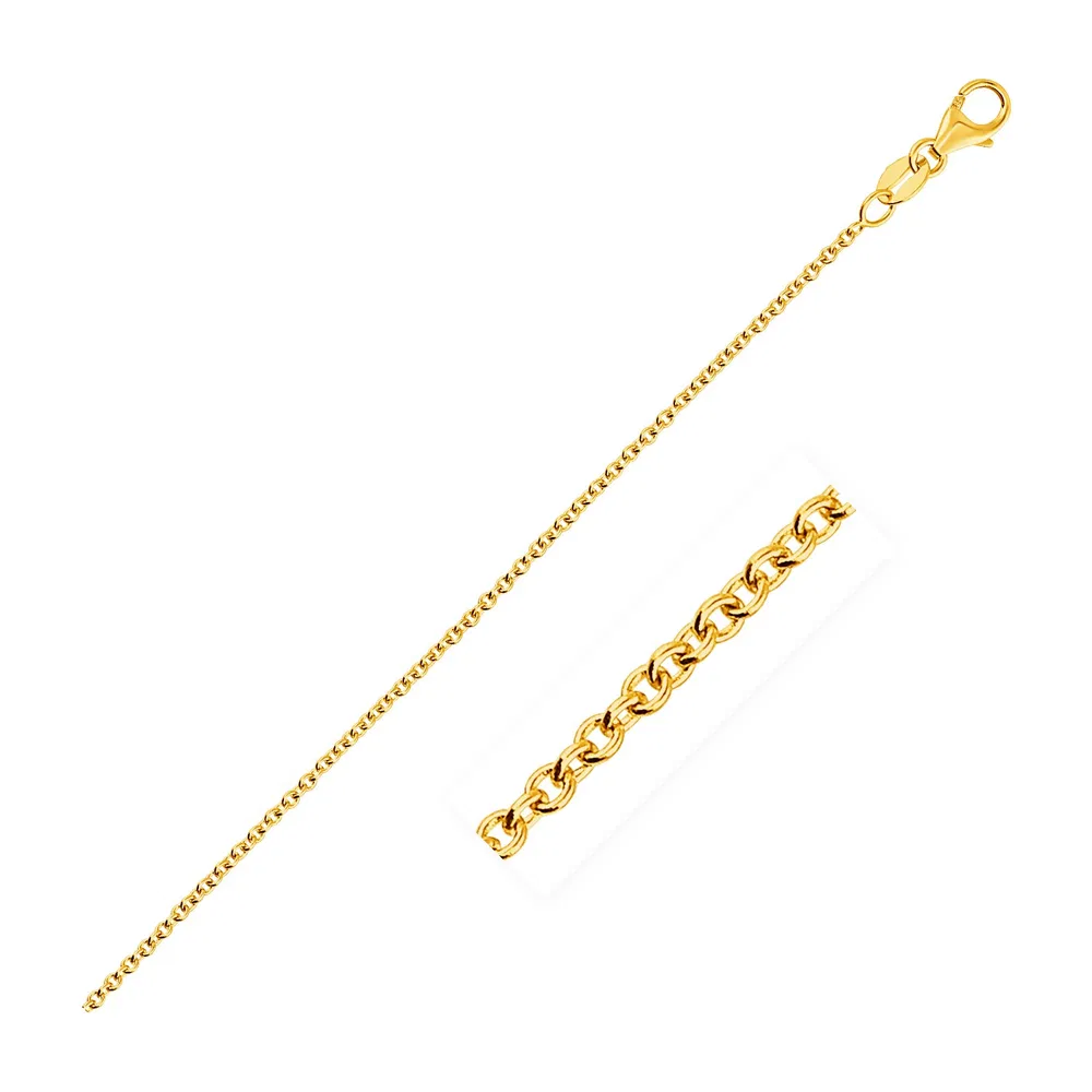 14 Karat Gelb-Gold rundes Kabel Link Kette 1,3 mm