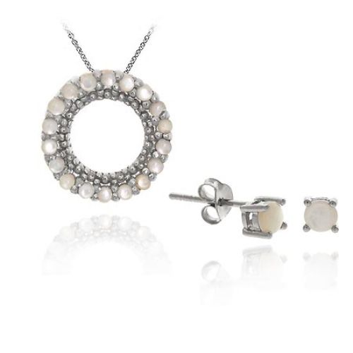 Sterling Silber Mutter der Perle Ewigkeit Anhänger Stud Set