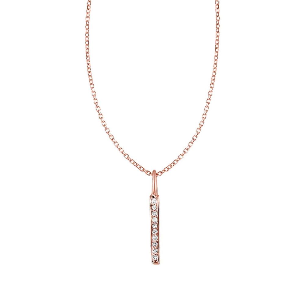 14 Karat Rose Gold Bar Anhänger mit Diamanten