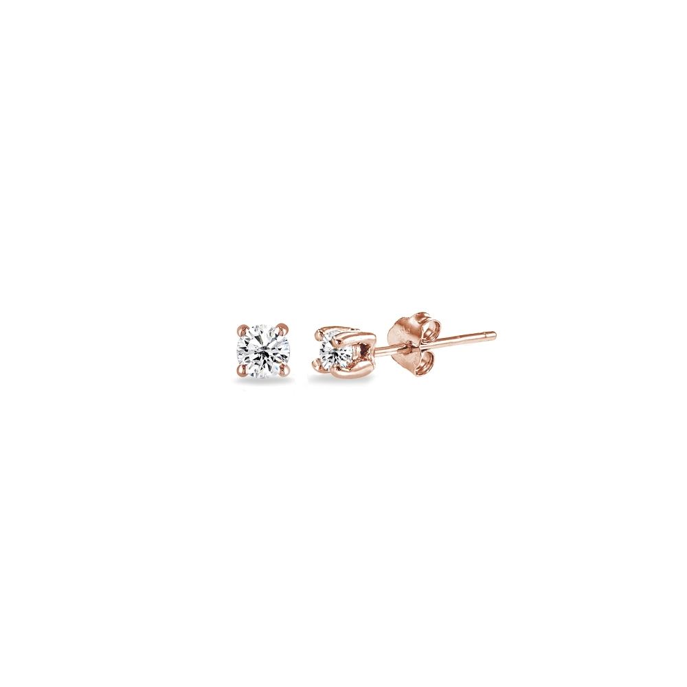 Rose Gold Flashed Sterling Silver Cubic Zirkonia 2mm Round Stud Ohrringe