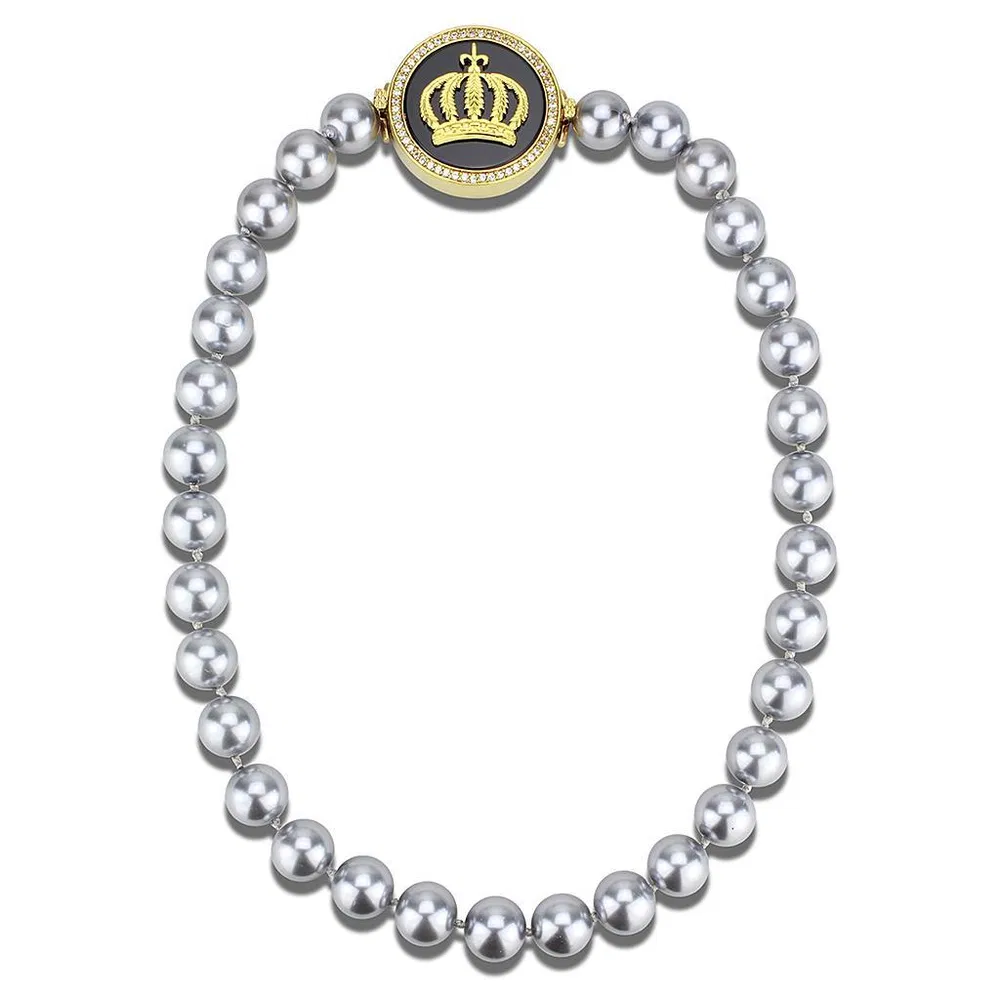 LO2646 - Gold-Messing - Halskette mit Halb-Edel - Onyx in Jet