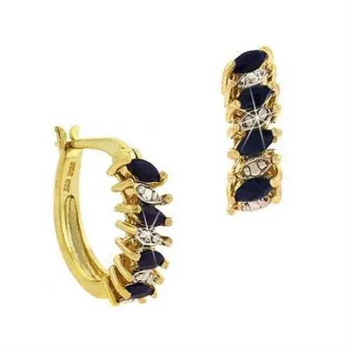 18 Karat Gold über Sterling Silber Sapphire & Diamond Accent Marquise Cut Hoop Ohrringe