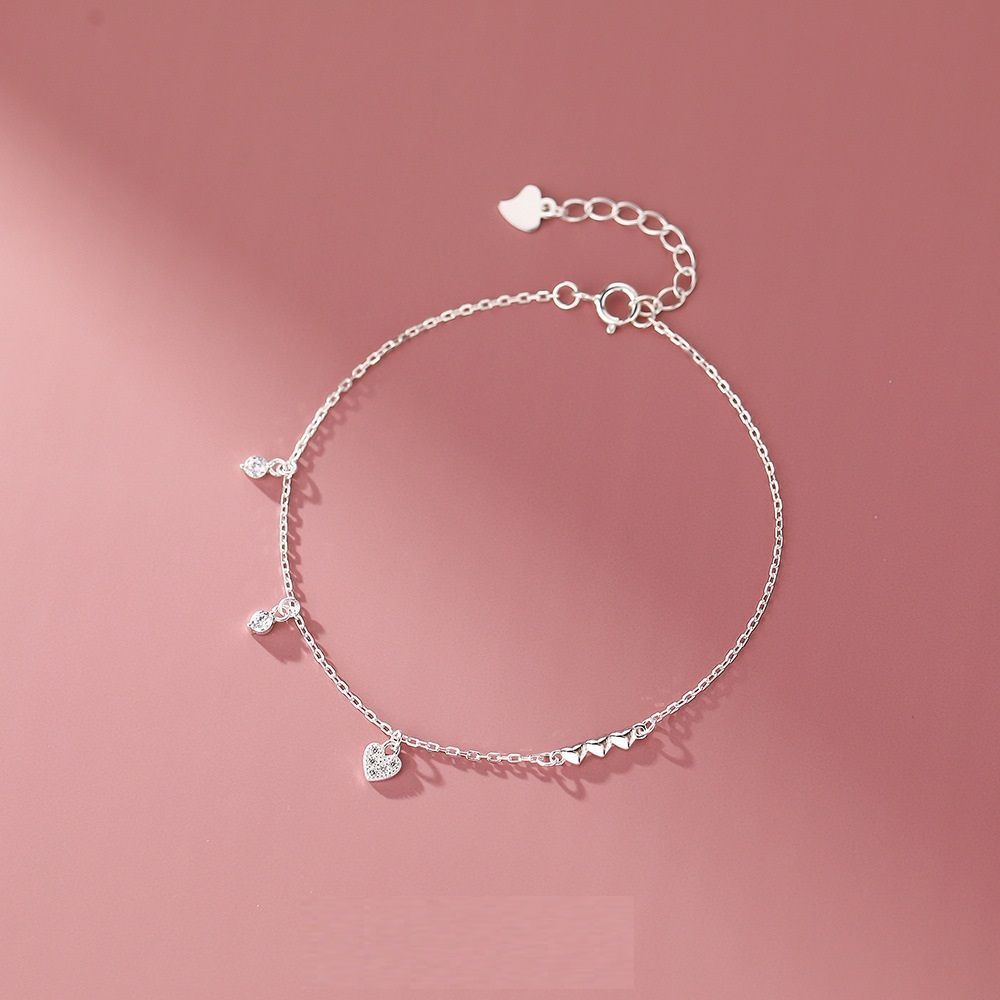 S925 Sterling Silber Glossy Love Diamond Armband für Frauen
