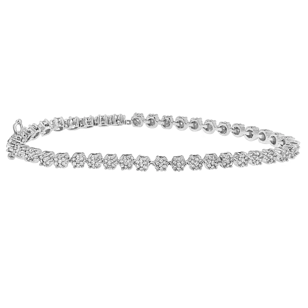 14 Karat Weißgold Round Diamond Armband (2.00 cttw, H-I Farbe, I1 - I2 Klarheit)
