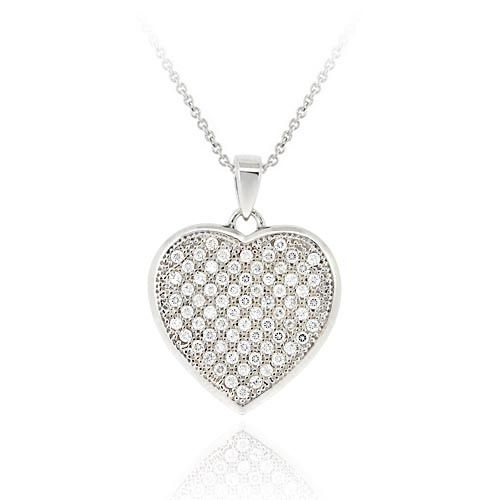 Sterling Silber CZ Micro Pave Herz Anhänger