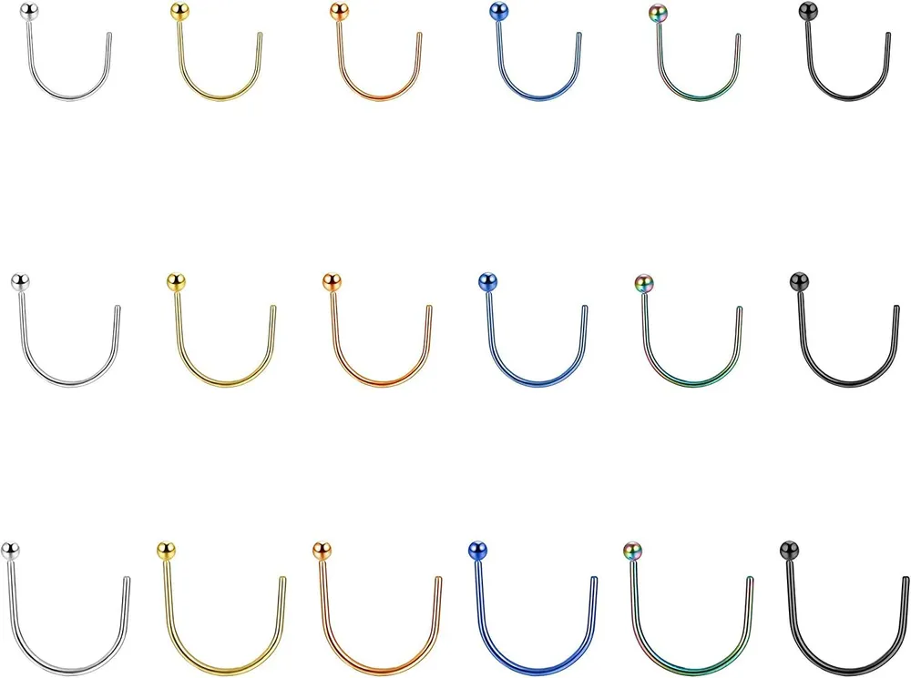 18pcs Edelstahl 20G Half Huggie Hoop Cuff Stud Ohrringe CZ kleine Schleifen Knorpel Mode hypoallergene Piercing Studs für Frauen sensible Ohren