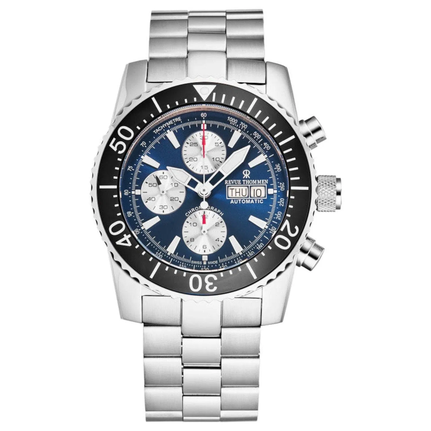 Revue Thommen 17030.6125 Herren 'Divers' Blaues Zifferblatt Tag-Datum Chronograph Automatische Uhr