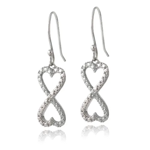 Sterling Silber Diamant Accent Infinity Hearts Dangle Ohrringe