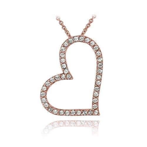 Rose Gold Tone Swarovski Elemente Open Floating Heart Kette