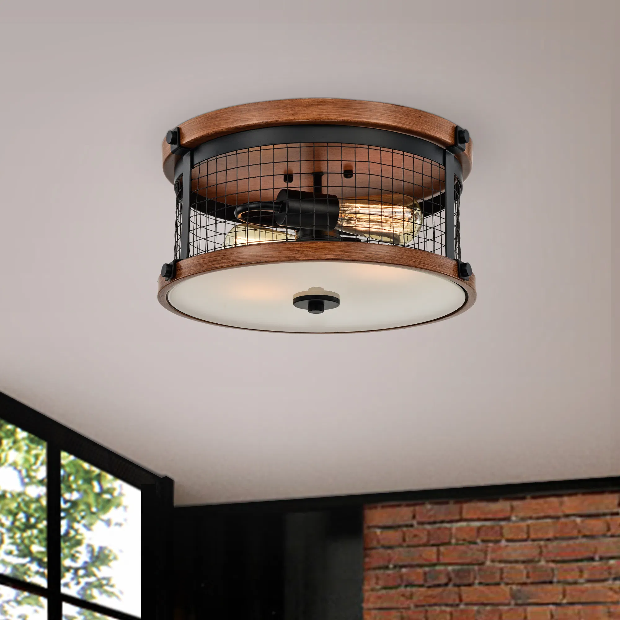 Rose Matte Black Two Light Flush Mount Kronleuchter