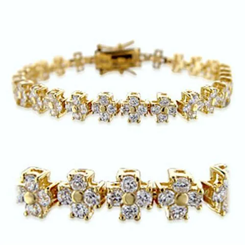 36714 - Gold-Messing - Armband mit AAA-Klasse CZ in Clear