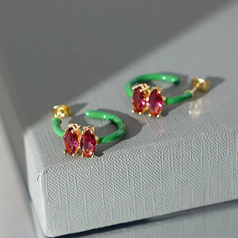 Hoop Ohrringe Zirkon Nische Design Stud Ohrringe