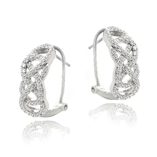 Sterling Silber CZ Double Eternity Half Hoop Ohrringe