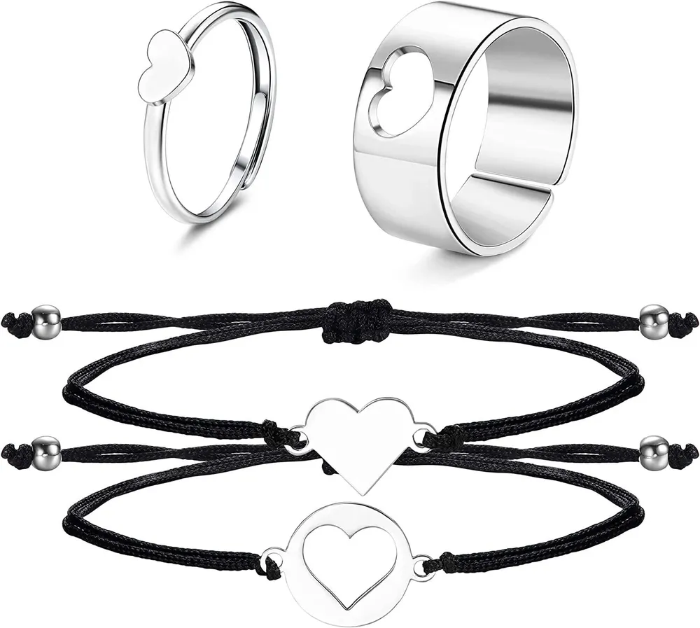 Seil geflochtenes Paar Armbänder einstellbares Paar Ringe Sonne und Mond Ringe Passendes Armband Valentinstag Geschenk für Freund Freund Freund Frau Männer Ihn und Sie