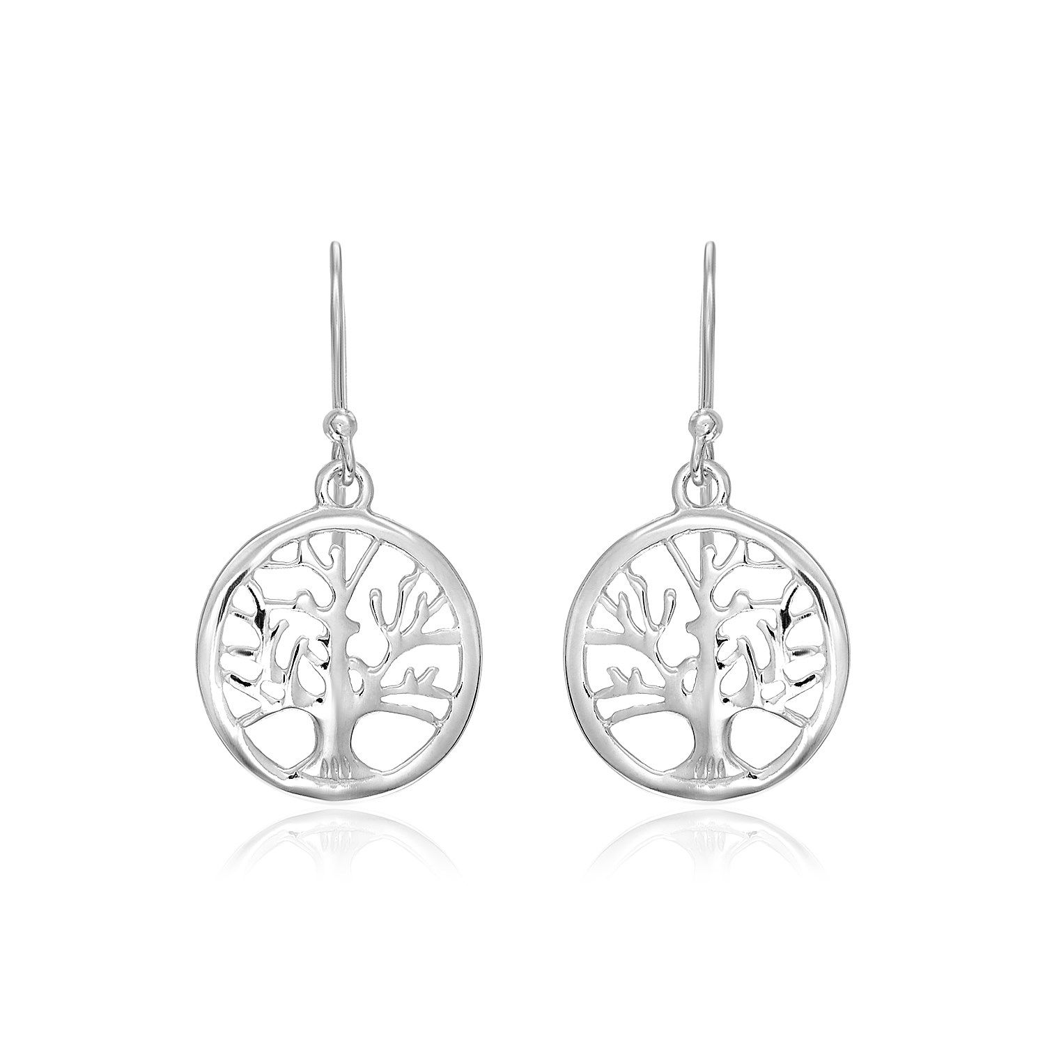 Sterling Silber Round Baum des Lebens Ohrringe