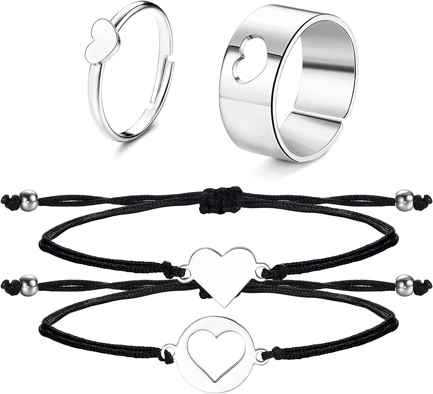 Seil geflochtenes Paar Armbänder einstellbares Paar Ringe Sonne und Mond Ringe Passendes Armband Valentinstag Geschenk für Freund Freund Freund Frau Männer Ihn und Sie