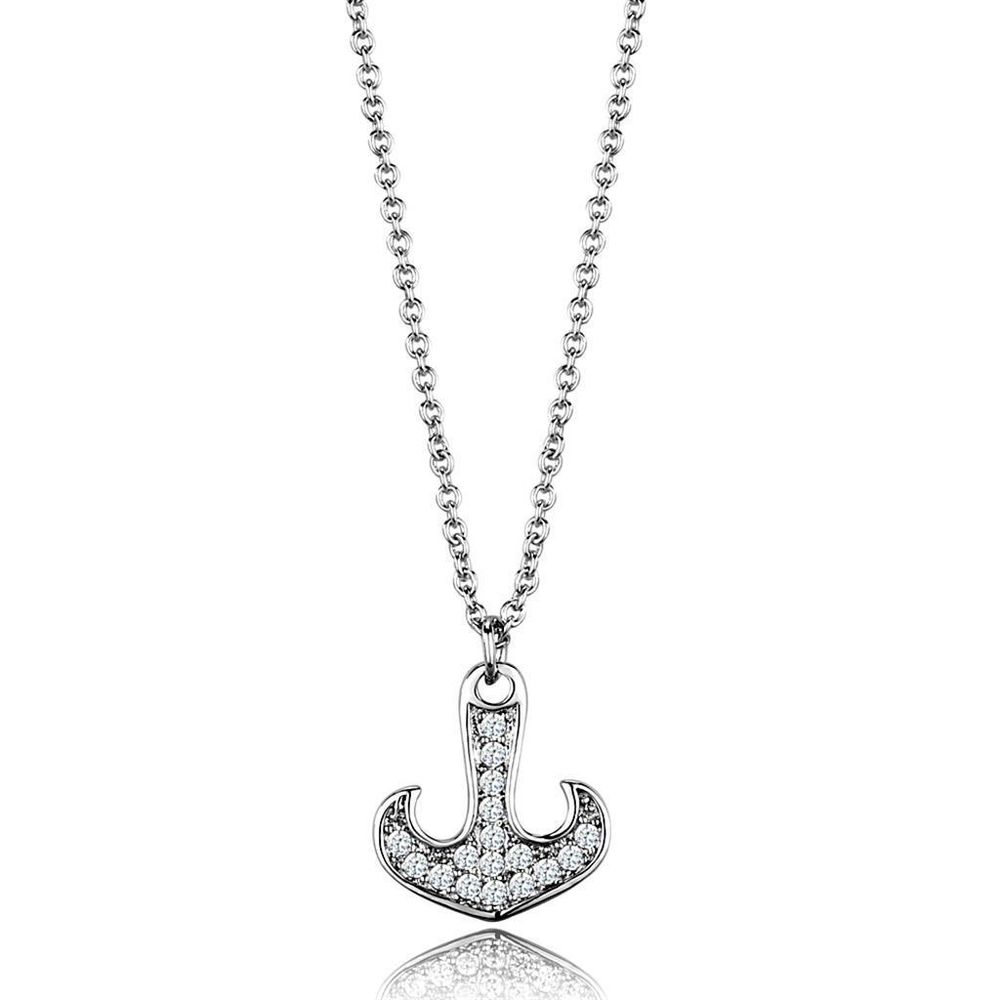 3W1035 - Rhodium-Brass - Kettenhänger mit AAA-Klasse CZ in Clear