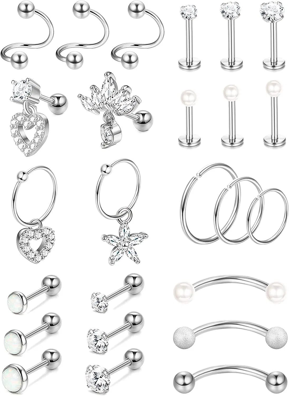 16G Knorpel Ohrringe Stud Hoop für Frauen Chirurgischer Stahl Forwards Helix Ohrringe Hoop Rook Daith Conch Ohrringe Augenbrauen Ringe Tragus Piercing Schmuck